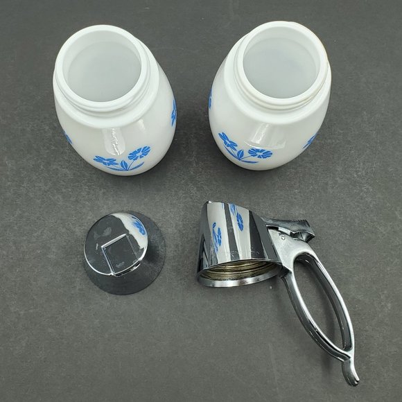 Gemco Cornflower Blue Sugar & Creamer Set Blue Cornflower Sugar Syrup Dispensers - Picture 10 of 10